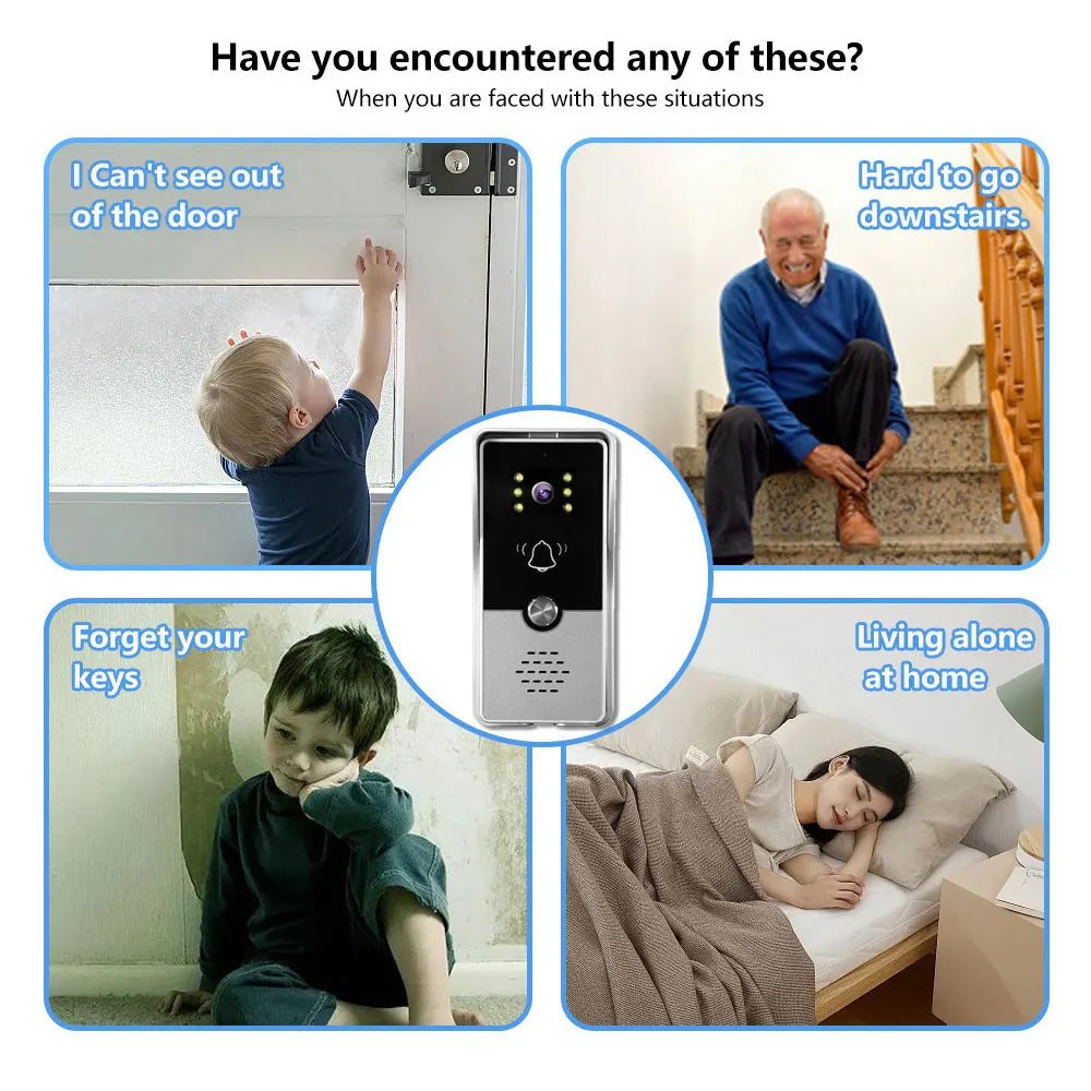 4 Wire 7 Inches Wired Video Doorbell Door Phone Support Unlock, Monitoring, Dual-Way Intercom for Villa Home Office Apartment