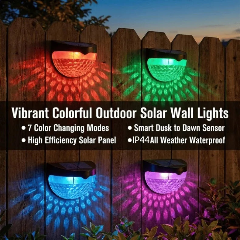 6 Pack RGB Solar Fence Lights, Deck Lights Solar Powered Outdoor Waterproof Fence Lighting for Fence Deck Step Stair Post Wall. (Black)Outdoor waterproof wall lamp, garden energy lamp, garden step, terrace, staircase, flower