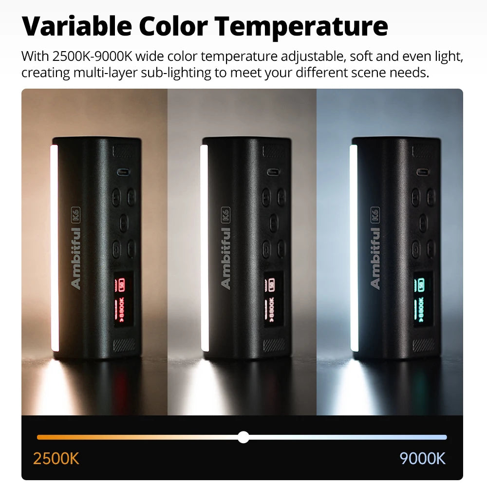 RGB Handheld LED Video Light - Magnetic Tube with Adjustable Temperature Tidesmit