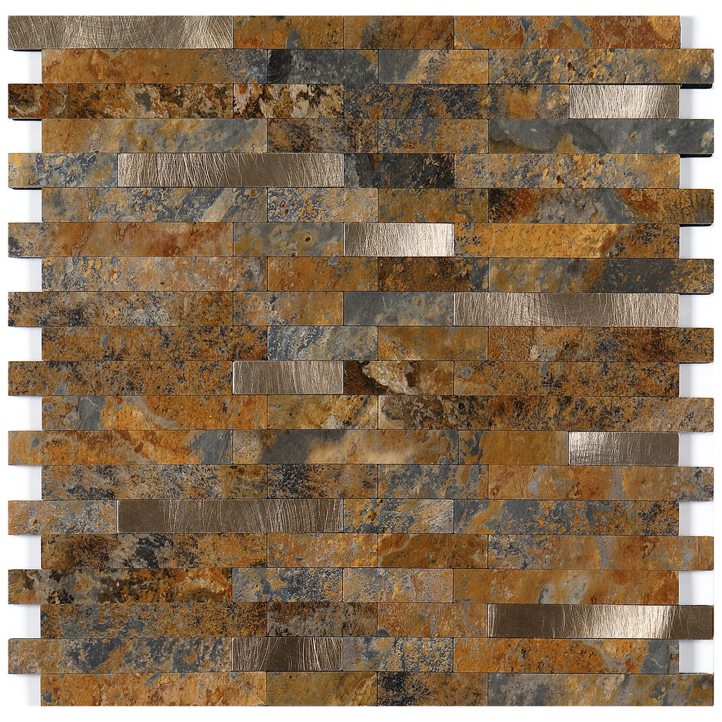 Peel and Stick Backsplash, PVC Mixed Metal Self Adhesive Wall Tiles, Stick on Backsplash Tiles for Kitchen Bathroom