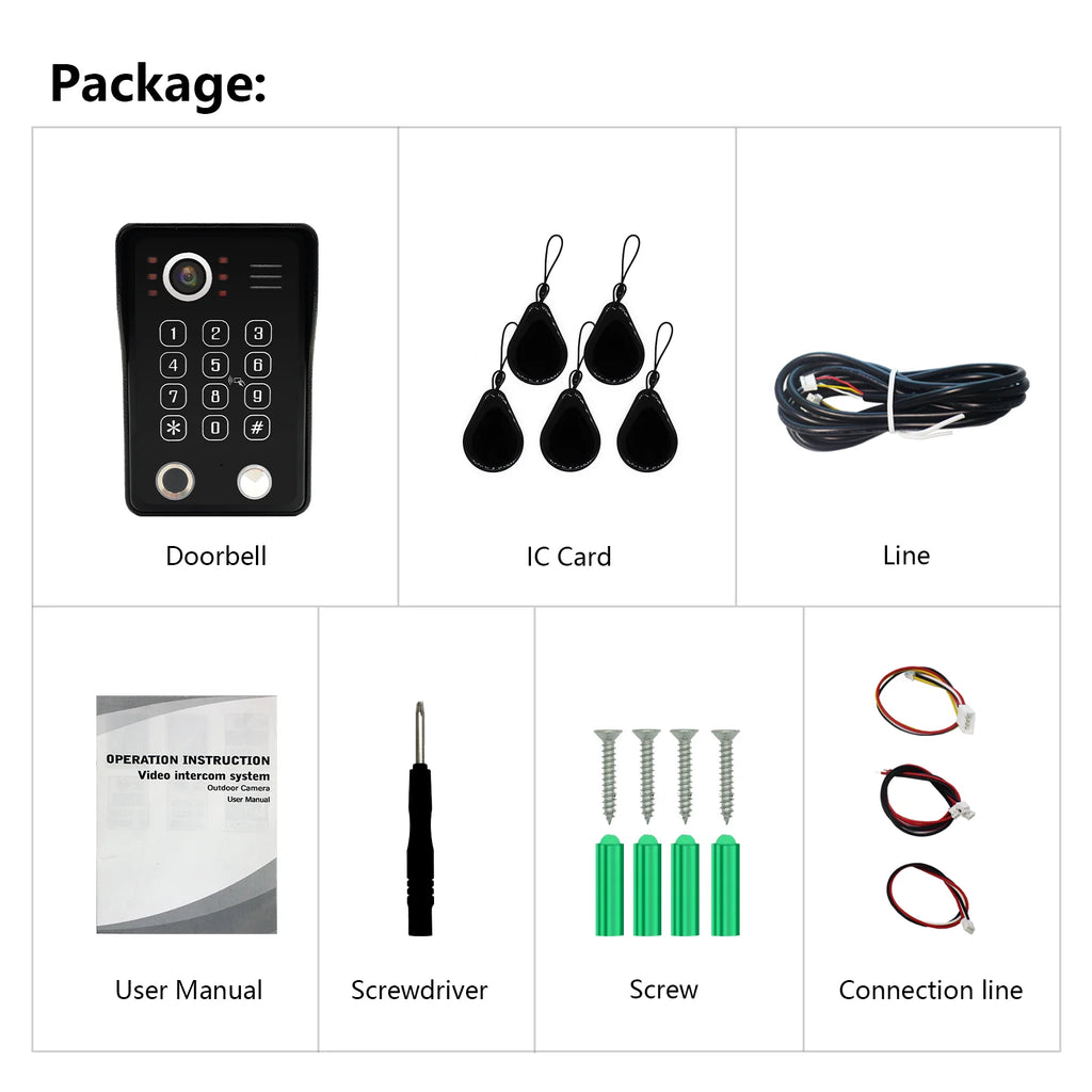 ANJIELO Fingerprint IC Card Password 3in1 Unlock Doorbell Video Intercom for Home 1080P 148° Wide View  4-wired System