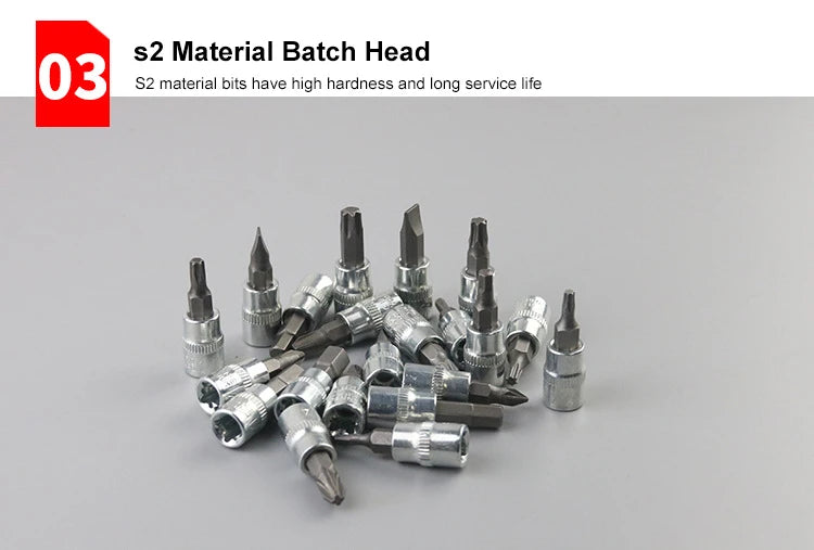 EAFC 46 PCs Automotive Repair Hand Tool Set Mechanic'S Tool Box 1/4"Socket Spanner Ratcheting Screwdriver Ratcheting Screwdriver
