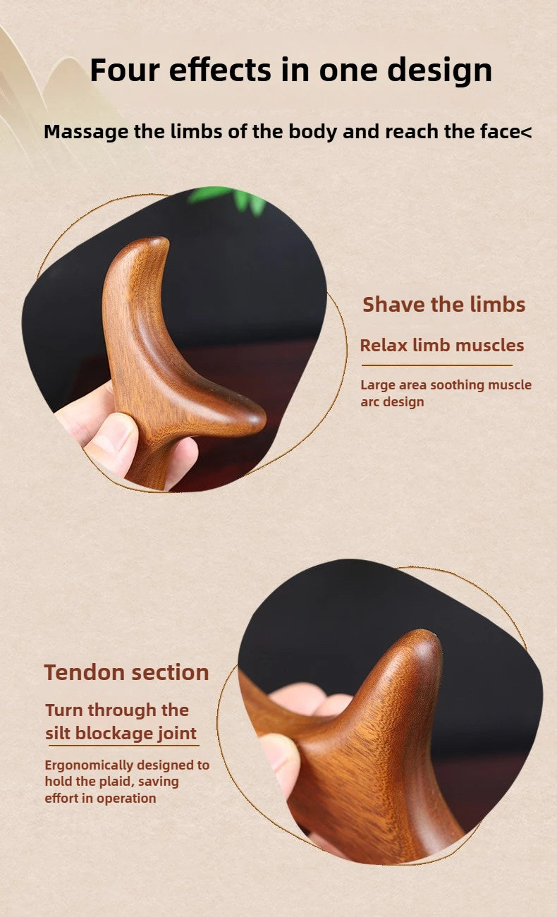Sandalwood Gua Sha Tool for Back and Neck Muscle Relief by Tidesmit Back Massage Instrument Tidesmit