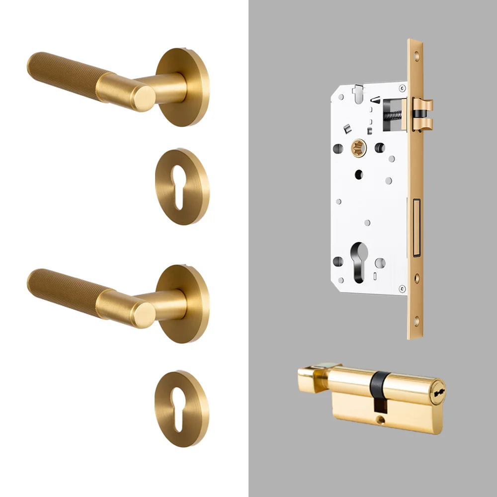 Tidesmit DOOROOM brass knurled matte brushed copper interior smart lock with camera for modern home security.