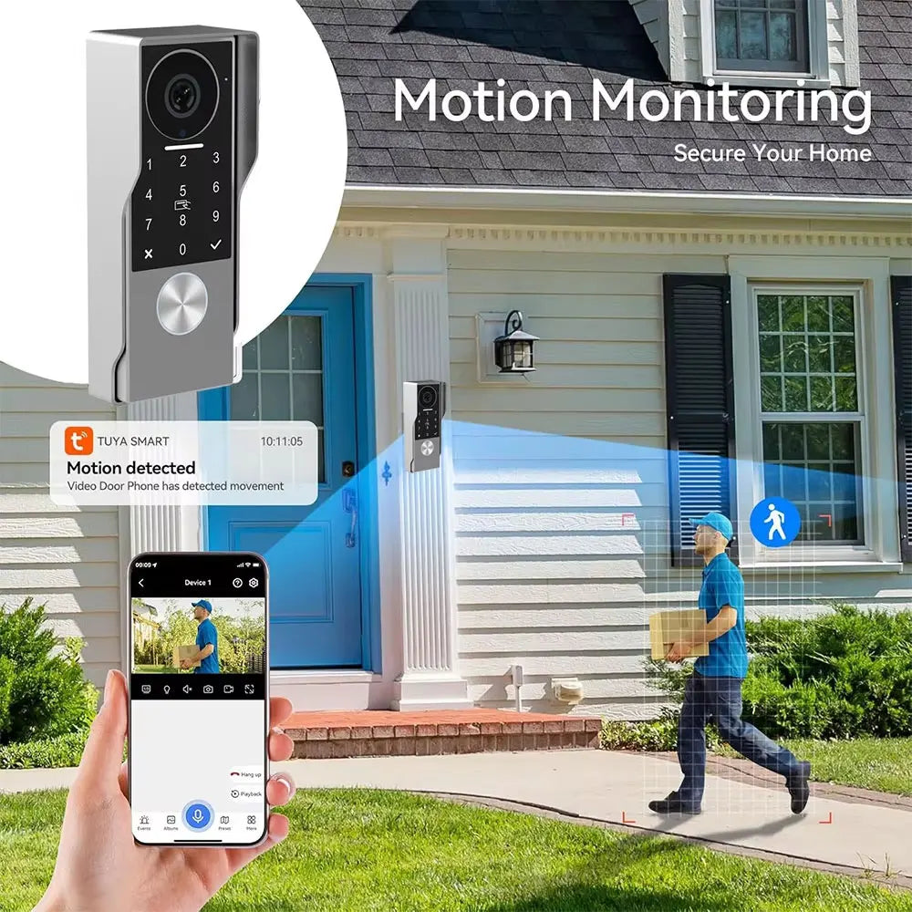 2Wire Tuya Smart Video Intercom Doorbell 5G WiFi 7/10inch Touch Screen 1080P Metal Outdoor Camera Doorphone Password 5in1 Unlock