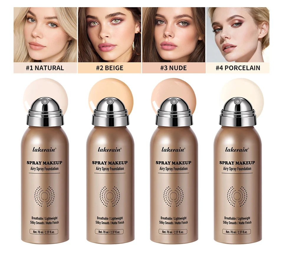 Tidesmit natural lightweight breathable foundation spray texture close-up for waterproof matte face makeup