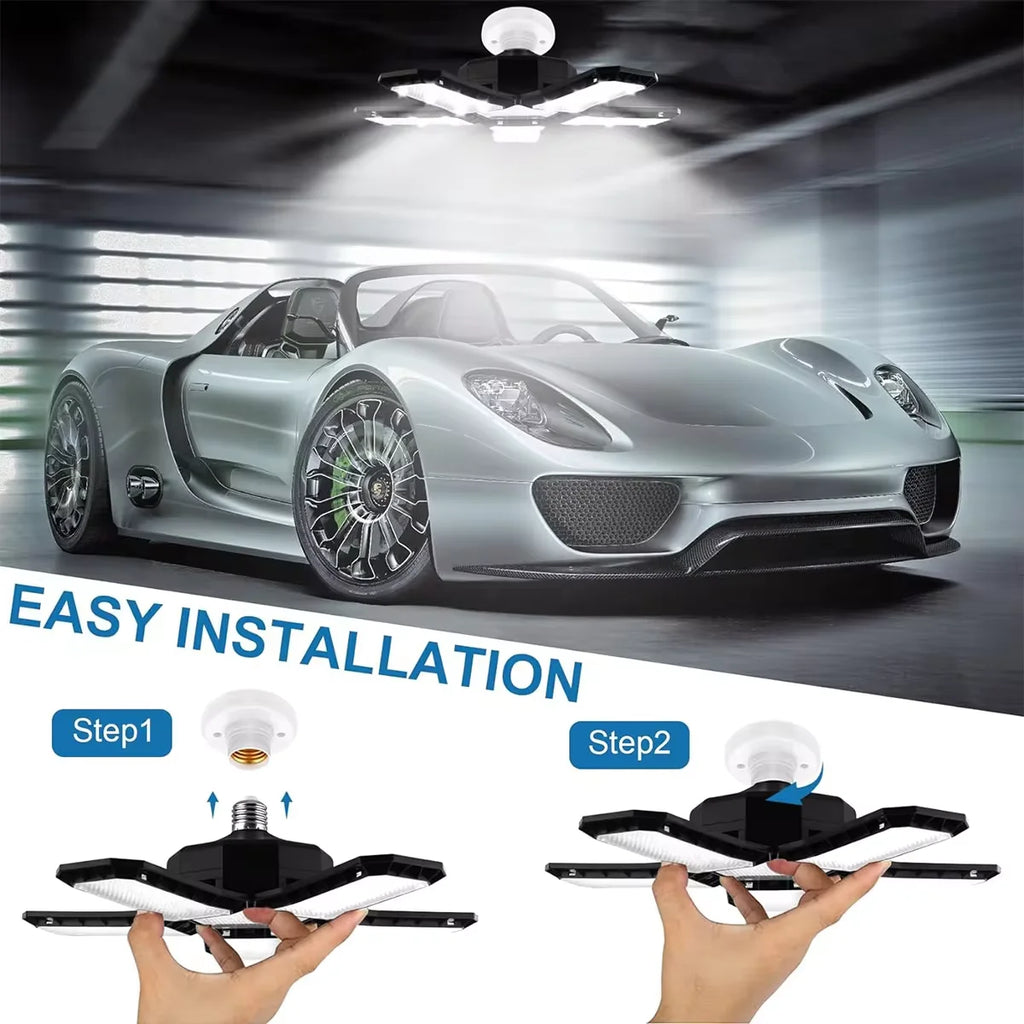 1/2/4PCS LED Garage Lights with 5+1 Adjustable Panels E26/E27 Ceiling Lamp Super Bright LED Shop Light for Industrial Lighting