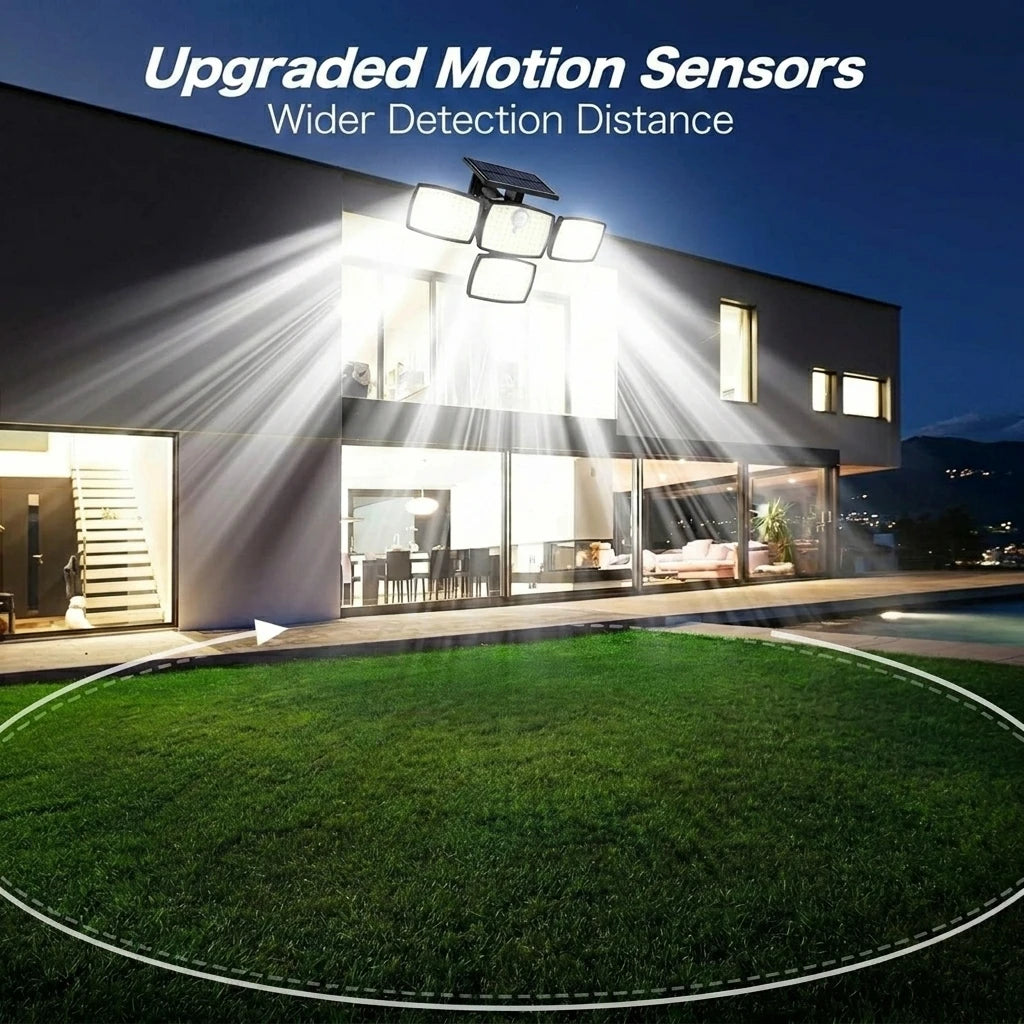 1/2PCS Solar Lights Outdoor with Remote, 4-Head Solar Flood Lamp, IP65 Waterproof Security Street Lights, 3 Modes for Garden