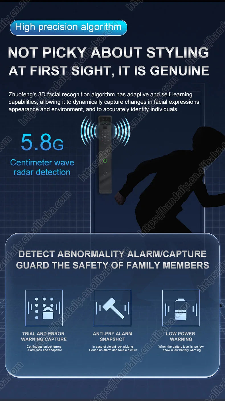 Face Recognition Smart Door Lock Israel Mortise Wifi Fingerprint Cerradura Tuya Inteligente Digital Lock With Camera For Home