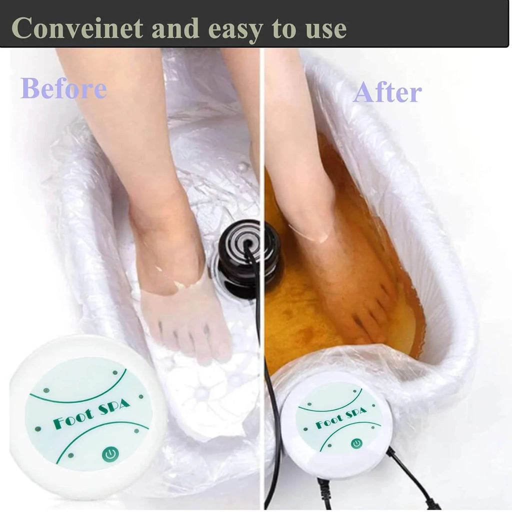 Ionic foot spa detox machine for home relaxation with before and after comparison of cleansing water therapy array.