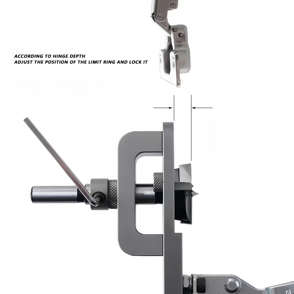 35mm Hinge Jig Kit - Adjustable Drill Guide Template for Cabinet Doors, Woodworking Positioning Tool with Depth Stop