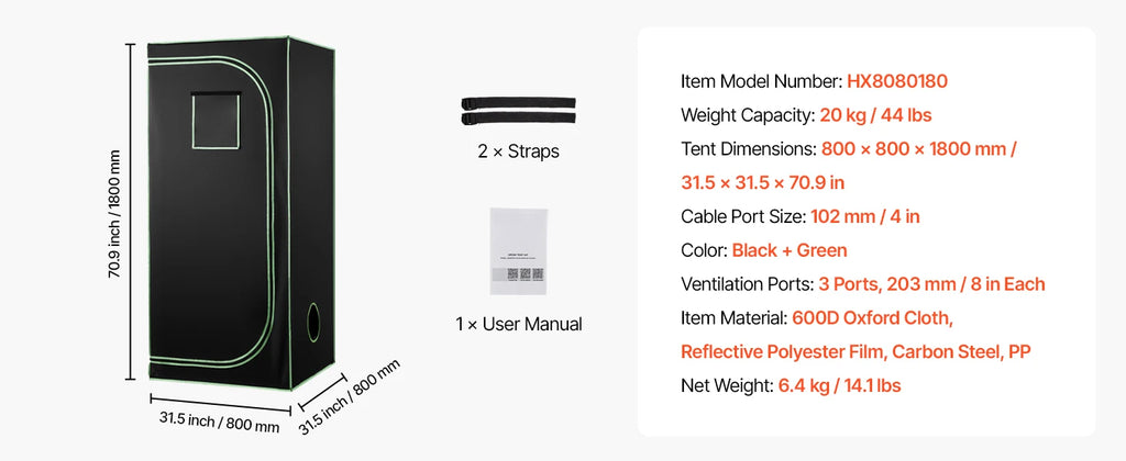 SucceBuy Indoor Grow Tent Kit Indoor Plant Tent with Ventilation System High Reflective Mylar Growing Tents for Flower Veggie