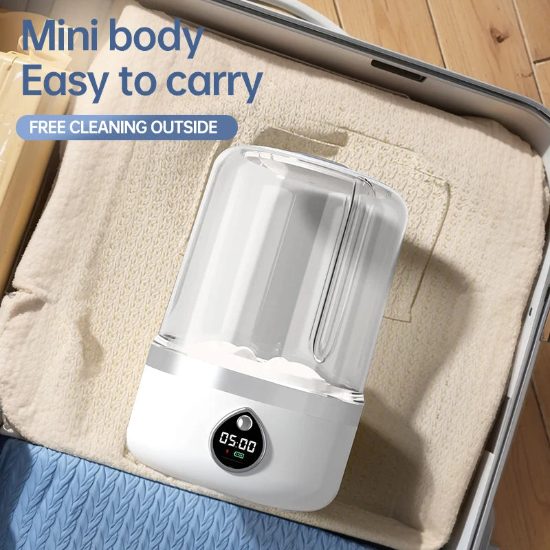 Tidesmit 1.5L portable wireless underwear and socks cleaner showing compact LED laundry bucket features