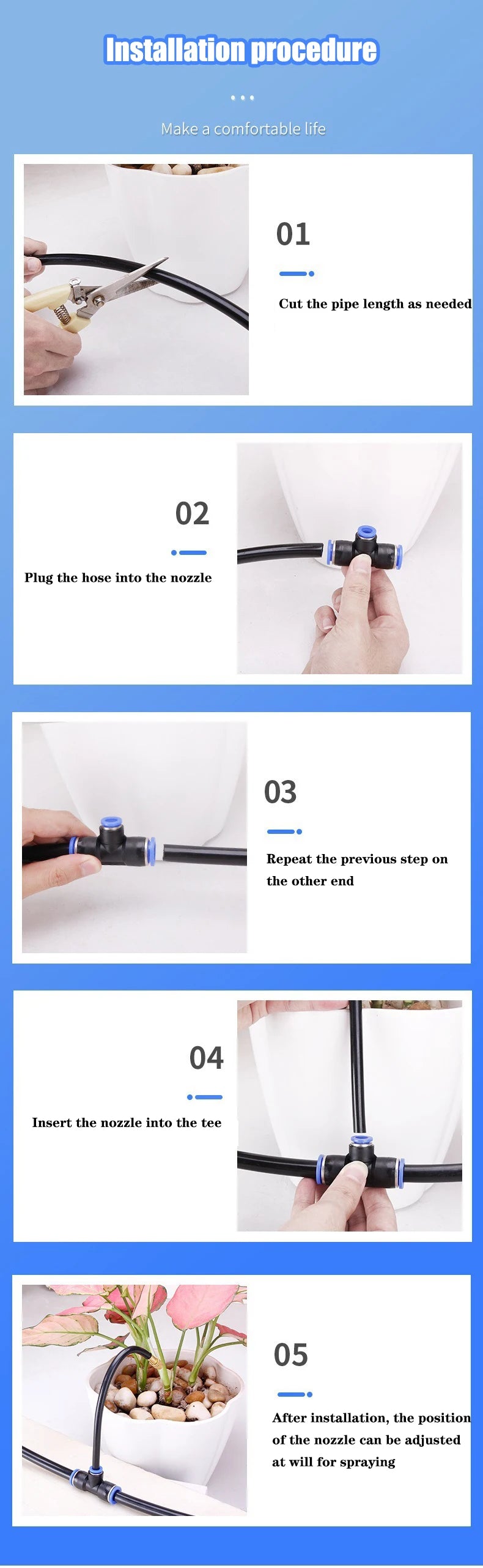 DIY 5-30M Free Bending Universal Spray Kit for Backyard Cooling Humidification Sprayer Garden Flowers Plant Watering Irrigation