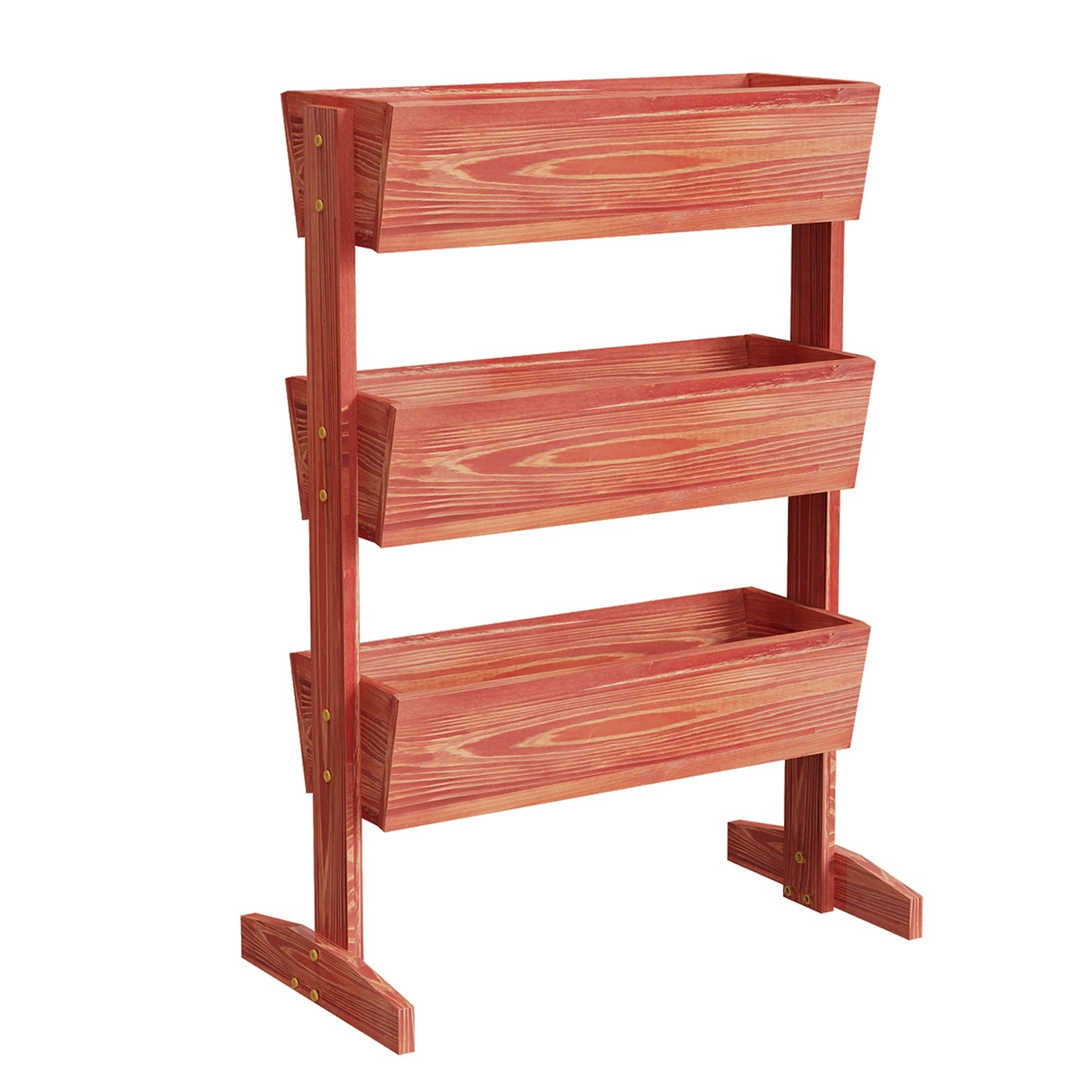 4-Tier Vertical Raised Planter Box Elevated Garden Bed Outdoor Wooden Herb Vegetable Ladder Troughs for Gardening