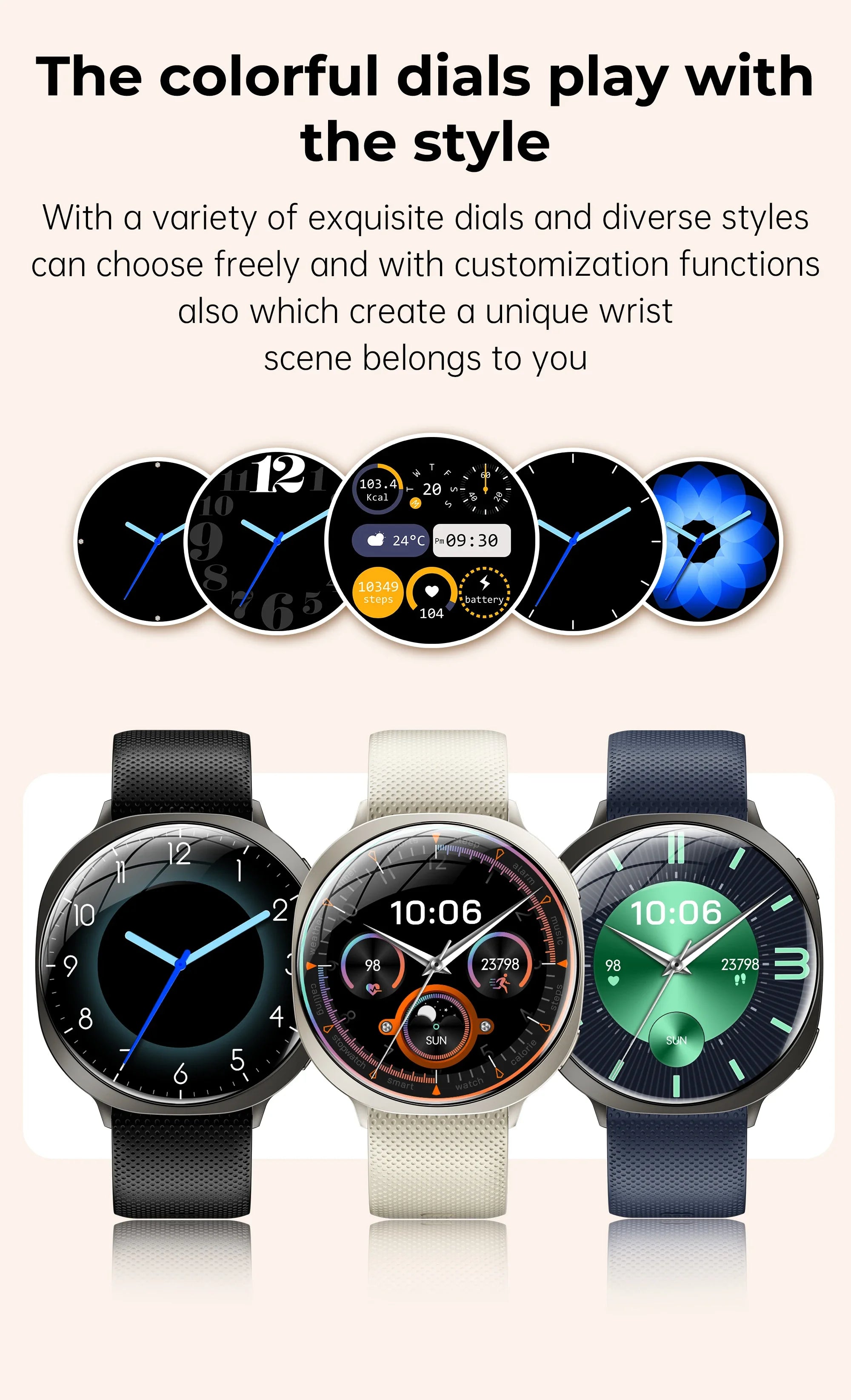 New M301 Smart Watch Round AMOLED Curved Screen Dial Call Alarm Clock Flashlight Health Tracking Fitness Smart Watch Women