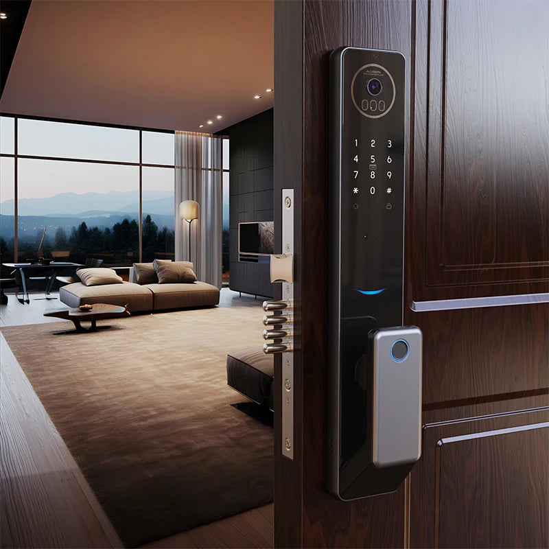 2026 Tuya Wifi Golden Video 3D Face Recognition Fingerprint Digital Smart Door Lock From Alibaba Certification Factory