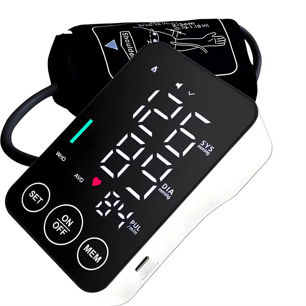 Spanish Voice Medical Digital Lcd Upper Arm Blood Pressure Monitor Cuffs Home Heart Rate Meter Tonometers Large Cuff Automatic