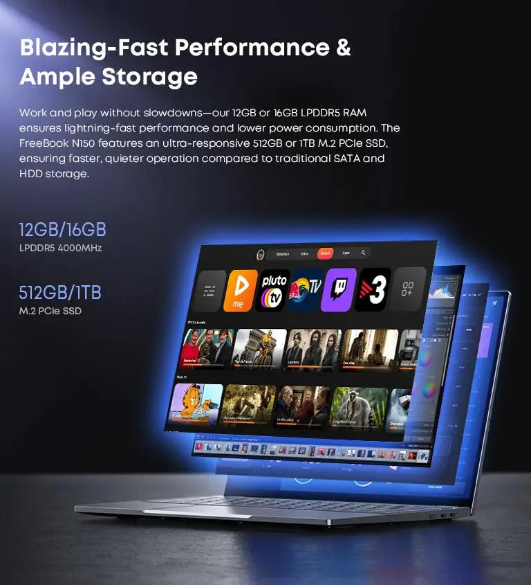 CHUWI FreeBook 2-in-1 Touch Screen Laptop Laptop 13.4'' IntelN150 16GB LPDDR5 RAM 512GB SSD FHD 2520x1680 WiFi6 BT5.2 Windows 11