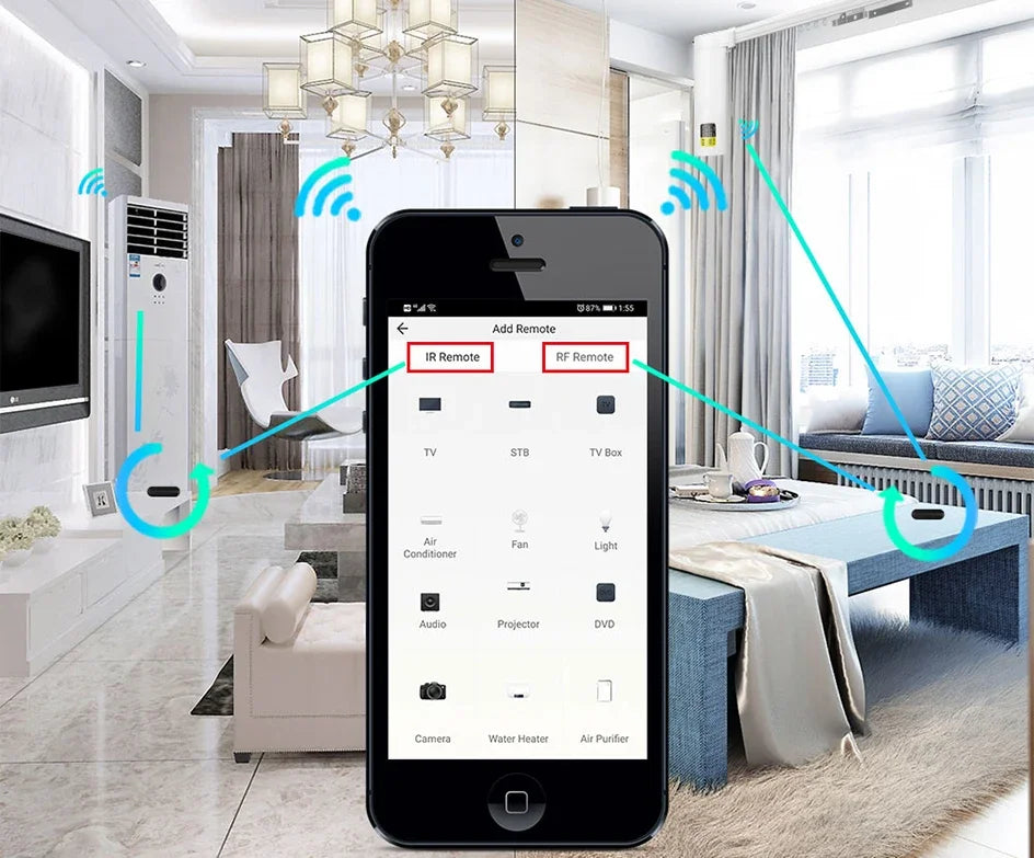 WiFi RF IR All-In-One Smart Universal Remote Controller, RF Appliances Tuya Smart Life App Voice Control with Alexa Google Home