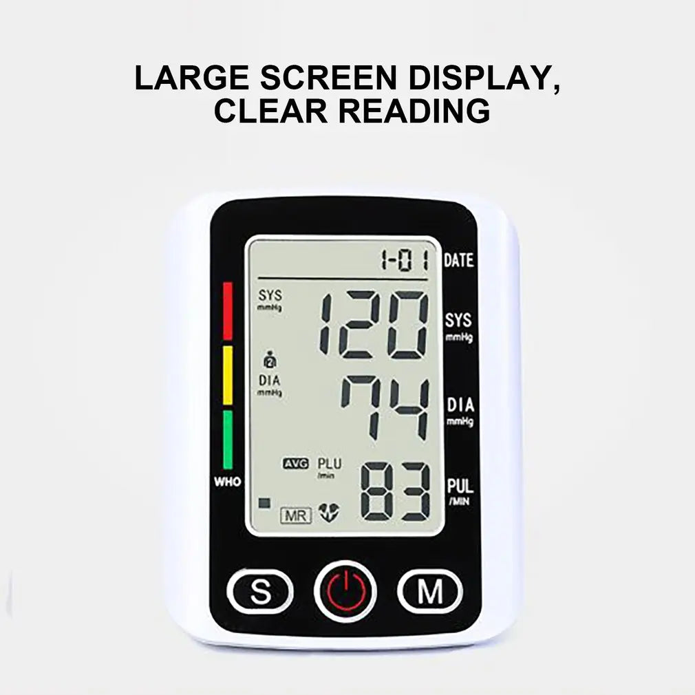 Digital Arm Blood Pressure Meter Cuff Medical Automatic Pressure Tonometer Tensiometer Heart Rate Pulse Meter BP Monitor Healthy