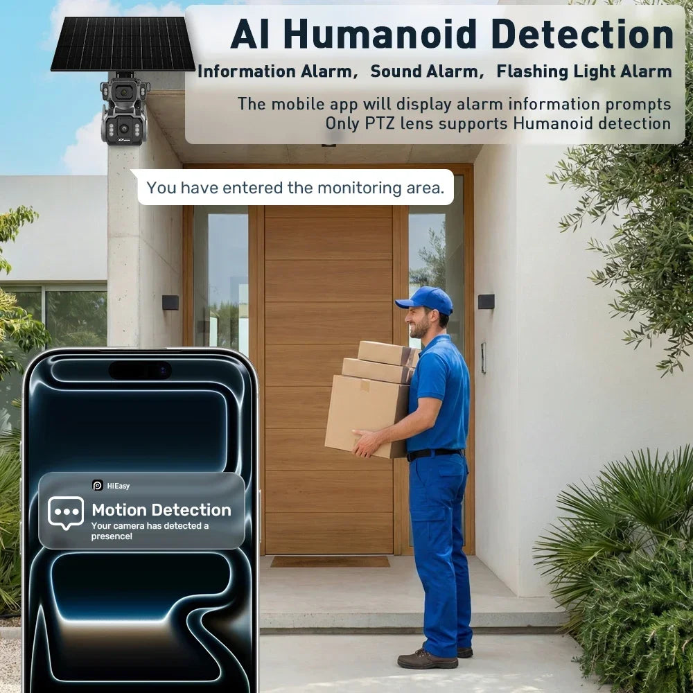 LS VISION AOV AI Tracking Outdoor Surveillance Camera 12X Optical Zoom Cctv Camera 4G Cloud SIM Dual Screen  24/7 Video Record