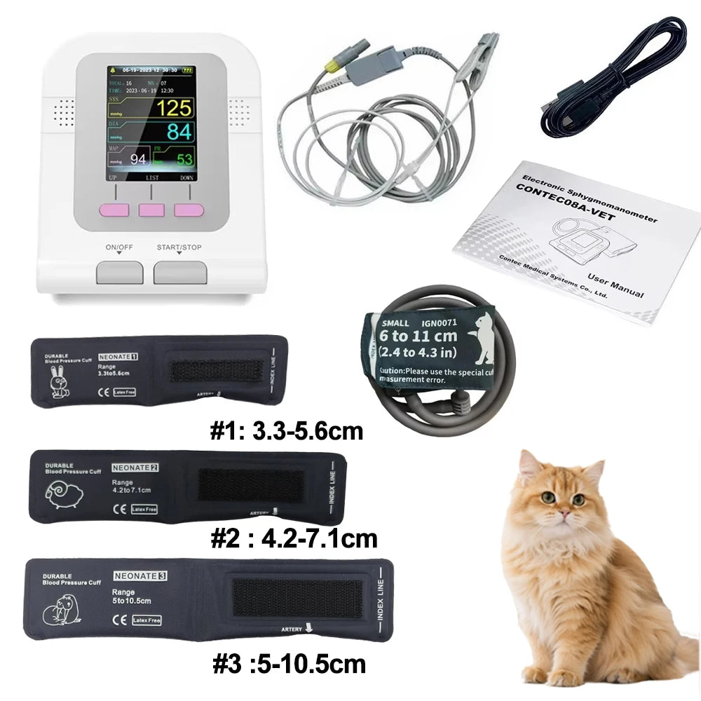 CONTEC08A Vet Use Electronic Sphygmomanometer Digital Blood Pressure Veterinary Vet Use Monitor Pets Dog Cat Horse Etc