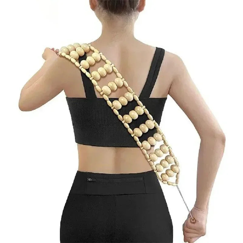 Wood Back Massage Roller Rope for Deep Tissue Pain Relief 110cm Body Shaping Massage Equipment Tidesmit