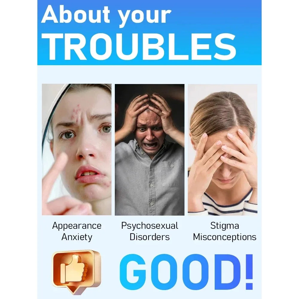 People showing emotional distress over skin issues like moles, warts, and dark spots before using a laser removal pen.