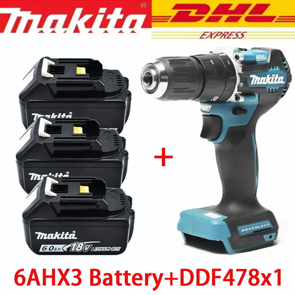 100% Makita DDF487 DDF487 18V Screwdriver Brushless Drill Impact Drill Power Tool Makita 18V Battery