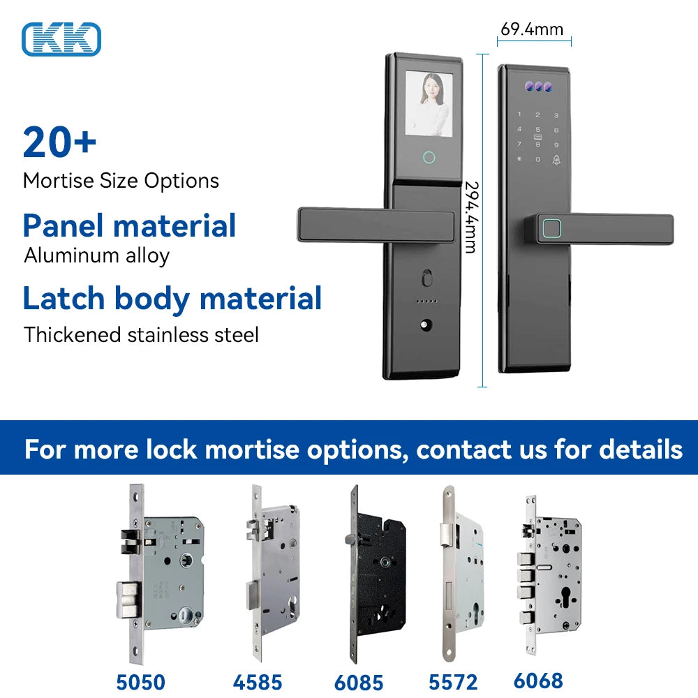 Tuya WiFi Smart Door Lock 3D Face Fingerprint Unlock Camera Memory Card Cloud Storage Aluminum Wood Compatible SDK Enabled