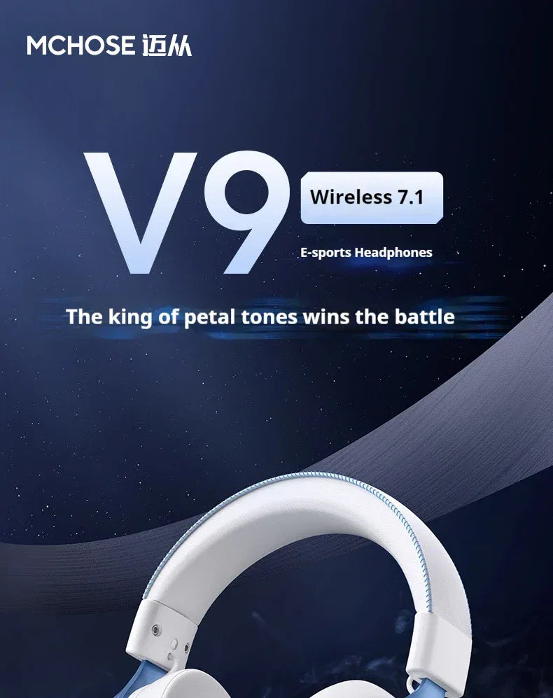 Tidesmit V9 Pro Wireless Gaming Headset Noise Canceling Tri-Mode Tidesmit