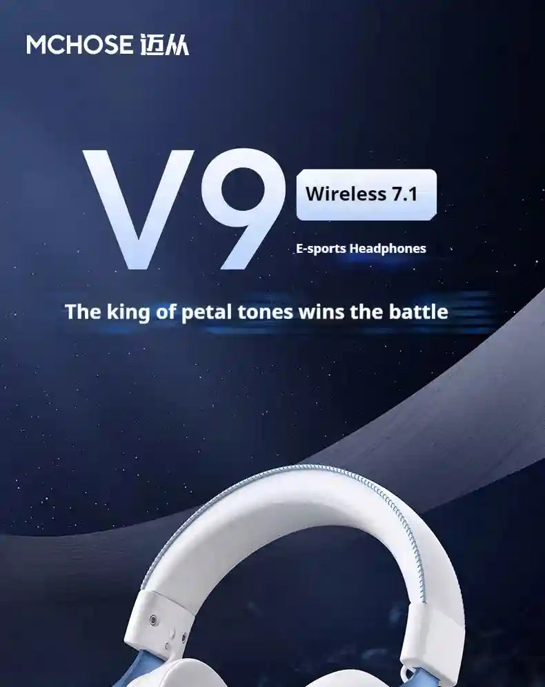 Wireless Gaming Headset V9 Pro with Noise Cancelling Mic - Over-Ear Audio Tidesmit