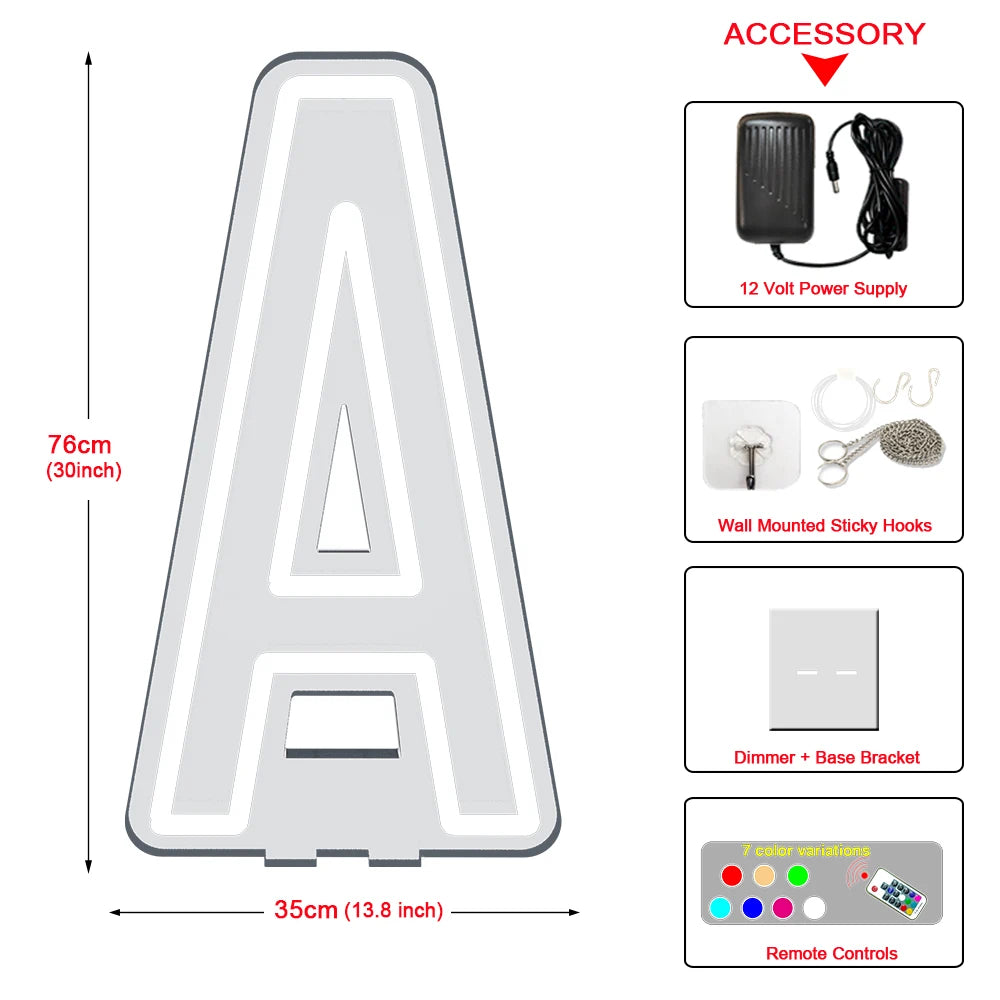 76cm Tall LED Alphabet Light Up Letters for Professional Event Decor Tidesmit