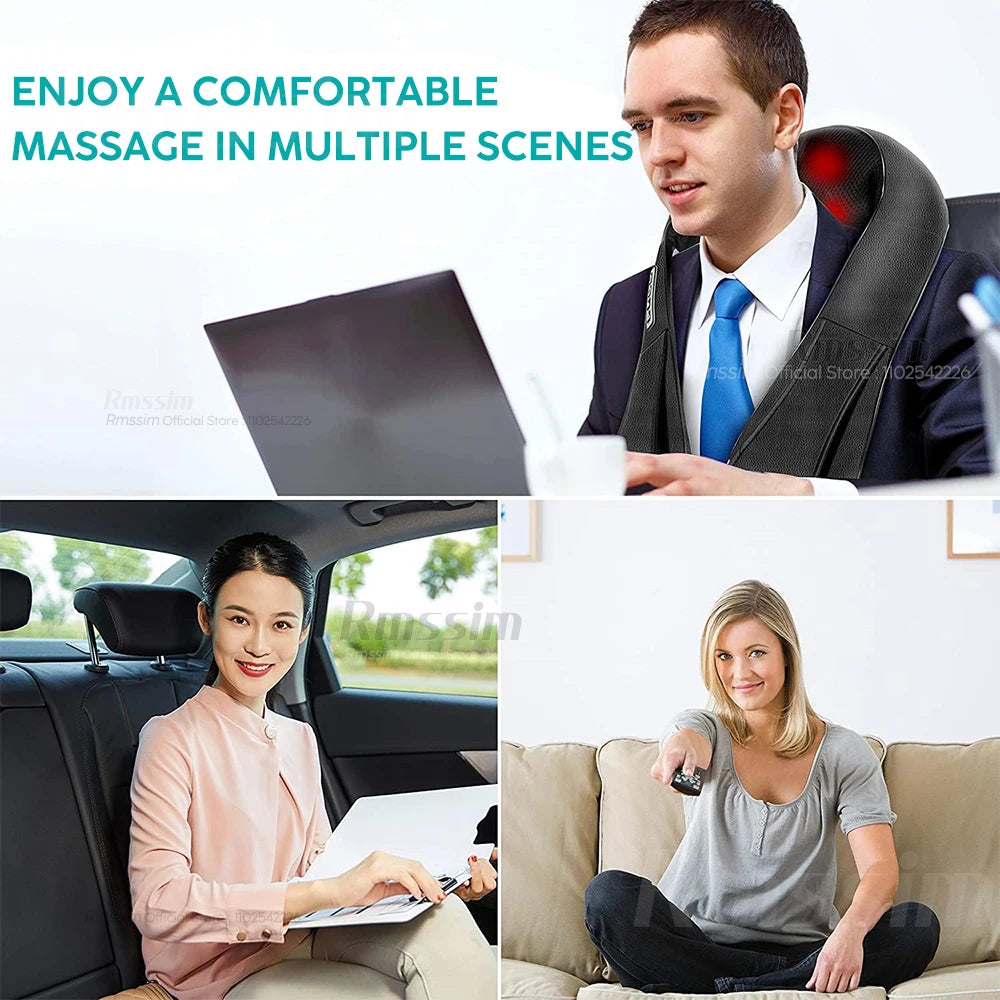Shiatsu Neck and Shoulder Massager - Deep Tissue Heat Therapy Back Massage Instrument Tidesmit