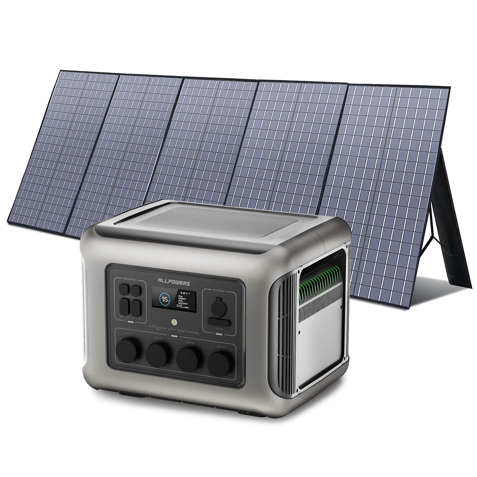Portable Solar Power Station 2500W with 800W Foldable Solar Panel R2500 with 1X400W Tidesmit
