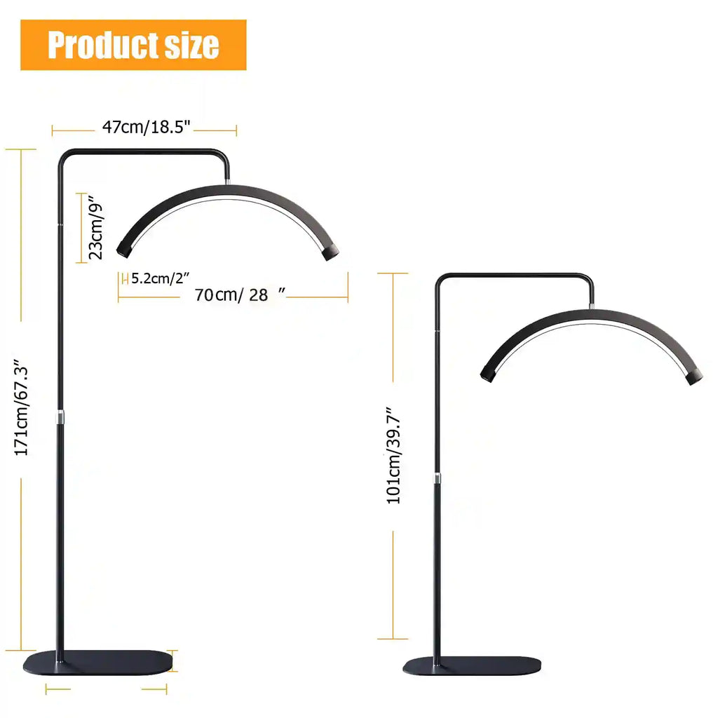 LED Half Moon Lash Light with Floor Stand | Professional Salon Lighting Tidesmit