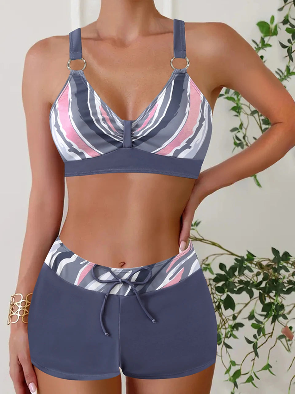 2025 High Waist Bikinis Women Sports Swimwear Print Bathing Suit Female Padded Beach Wear Bathers Swimming Swimsuit Summer