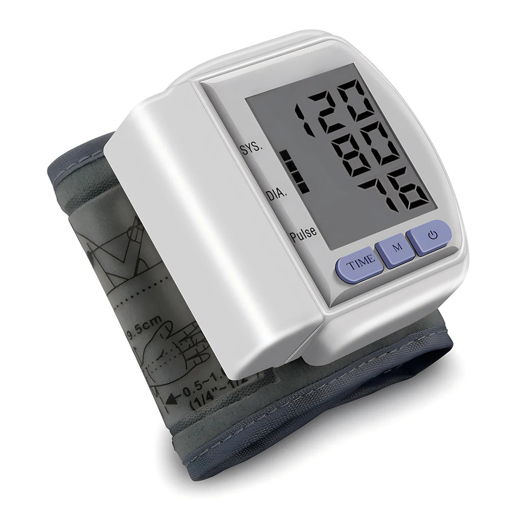 Portable Wrist Blood Pressure Monitor Automatic Digital Sphygmomanometer Detects Heart Rate Pulse BP Monitor