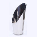 Stainless steel shovel scoop head with oval opening and polished reflective finish