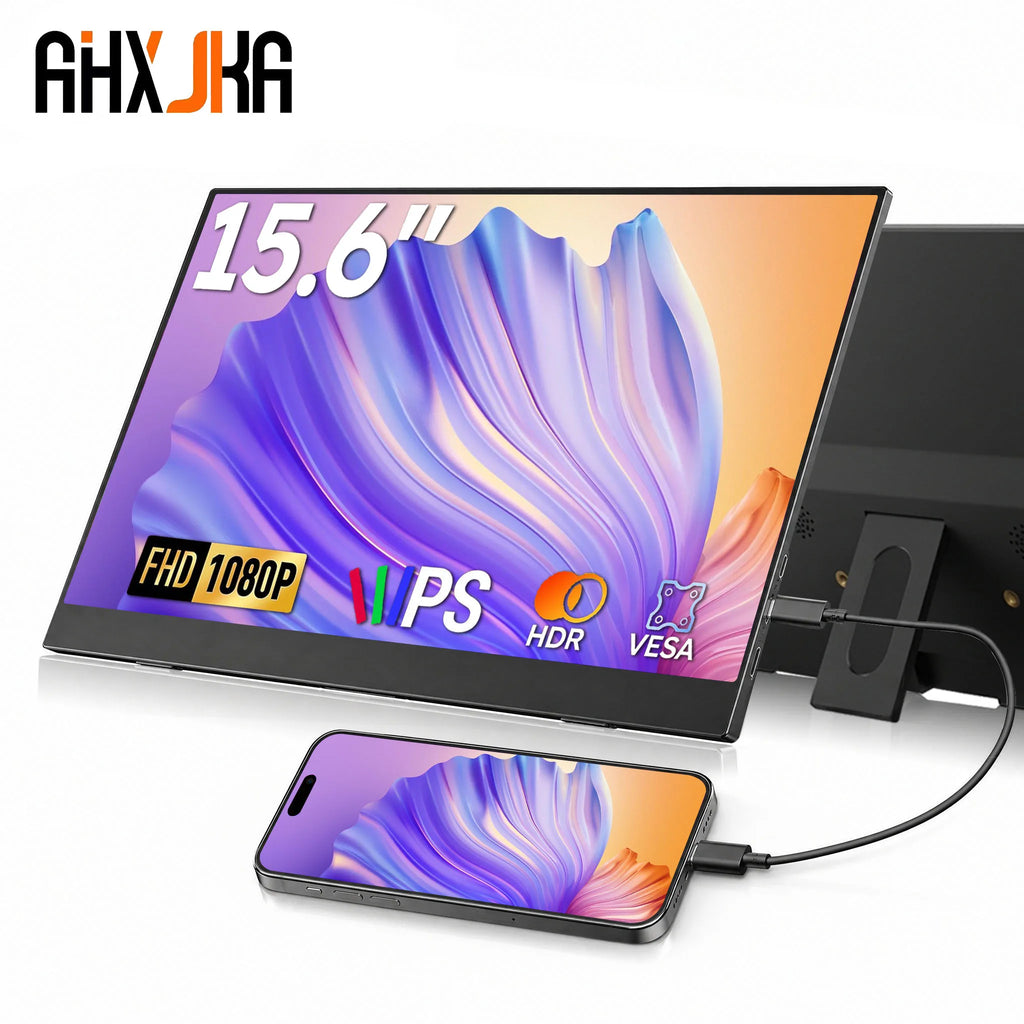 AHXJKA 15.6 Inch Portable Monitor FHD1080P IPS HDR Screen Second Monitor External Screen for MAC Laptop PC Xbox/PS4/5/Switch