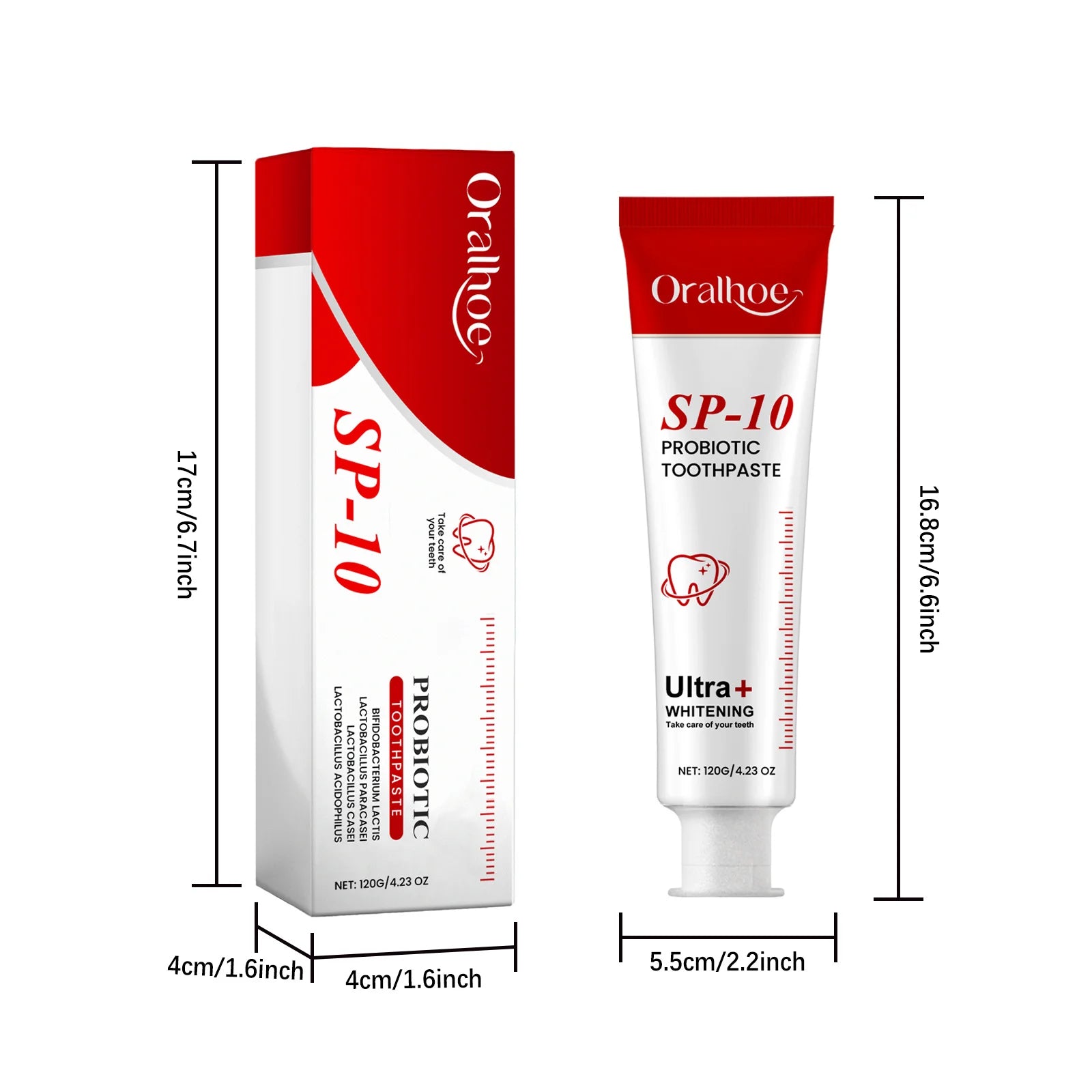 Tidesmit Sp10 probiotic toothpaste for teeth whitening, plaque removal, and gum protection.