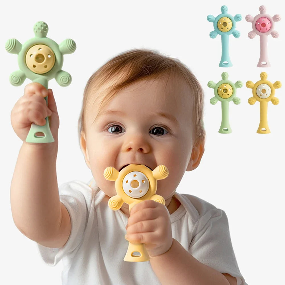 Cute Safe Teething Ring Sensory Toys Candy Color Baby Silicone Teether Rattle Toy For Toddlers Chewing Toy Baby Accessories