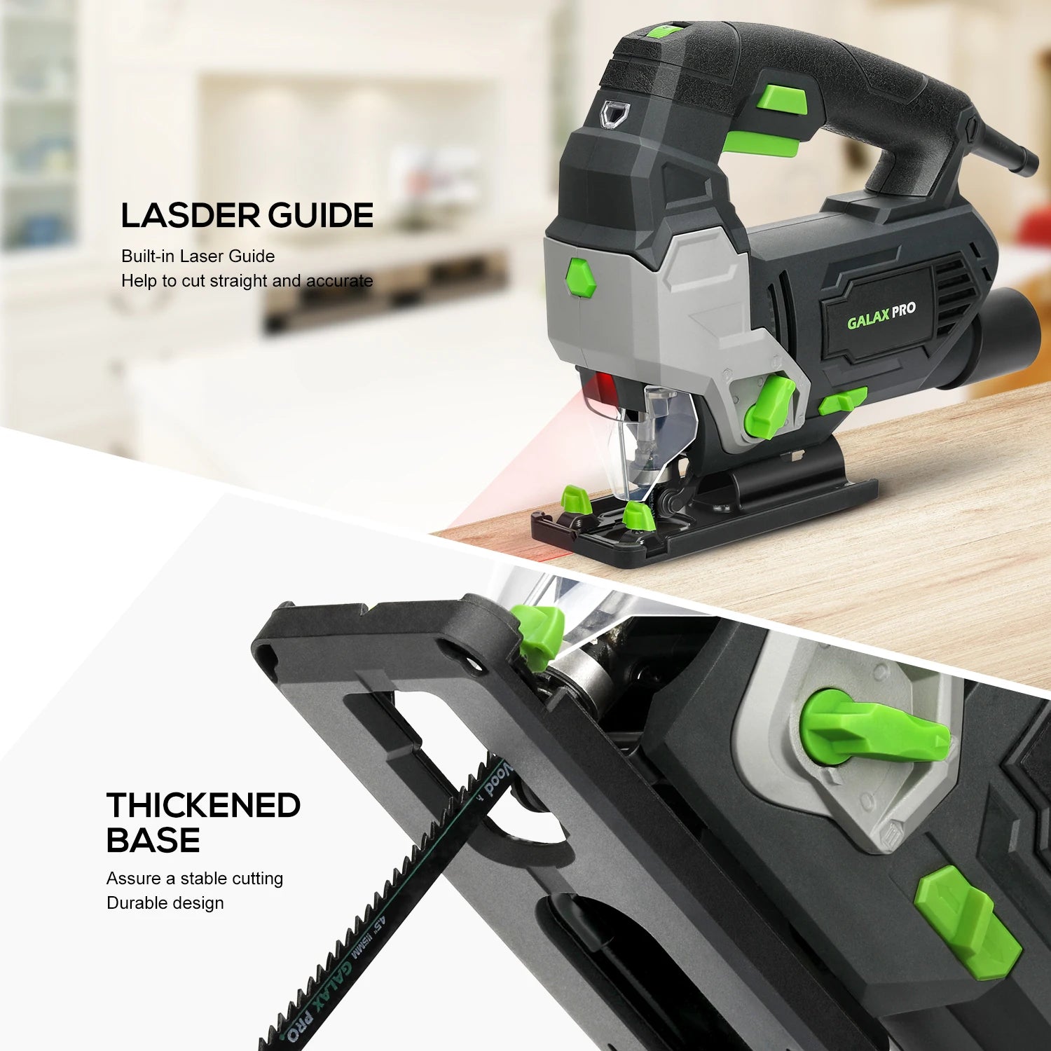 GALAX PRO Jig Saw 800W Powerful Motor Adjustable ±45° Cutting 3000 RPM Electric Saber Saw Wood Tool for Chainsaw DIY Woodworking