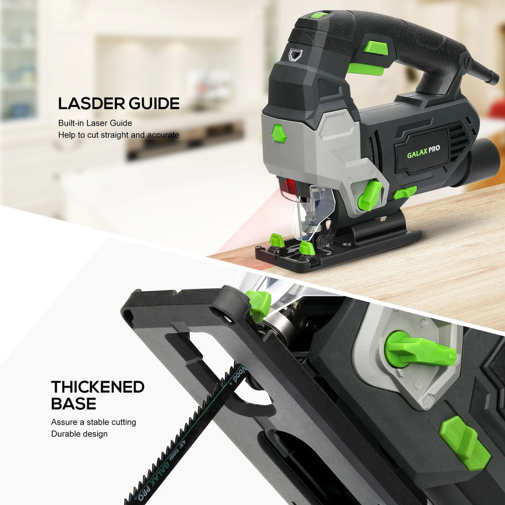 GALAX PRO Jig Saw 800W Powerful Motor Adjustable ±45° Cutting 3000 RPM Electric Saber Saw Wood Tool for Chainsaw DIY Woodworking
