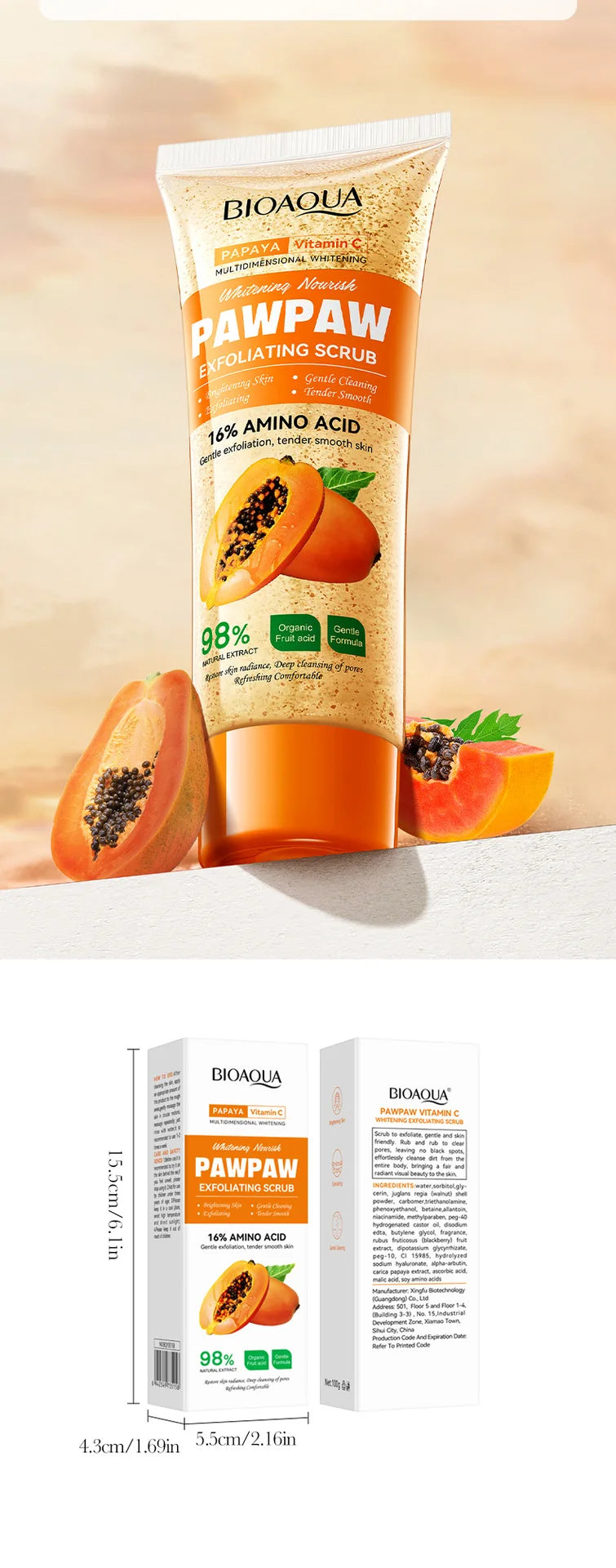 Papaya Vitamin C Exfoliating Scrub - Deep Cleansing Natural Skincare Scrubs Treatments Tidesmit