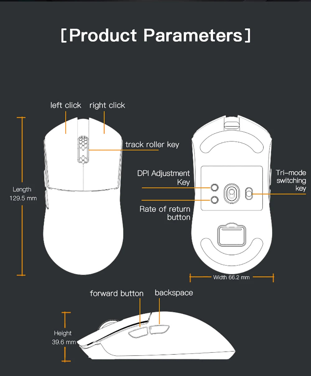 Darmoshark  M3 Pro /Max Wireless Gaming Mouse Bluetooth Tri-Mode PAW3395/3950 Nordic 52840 Game Macro Mouse For PC Laptop