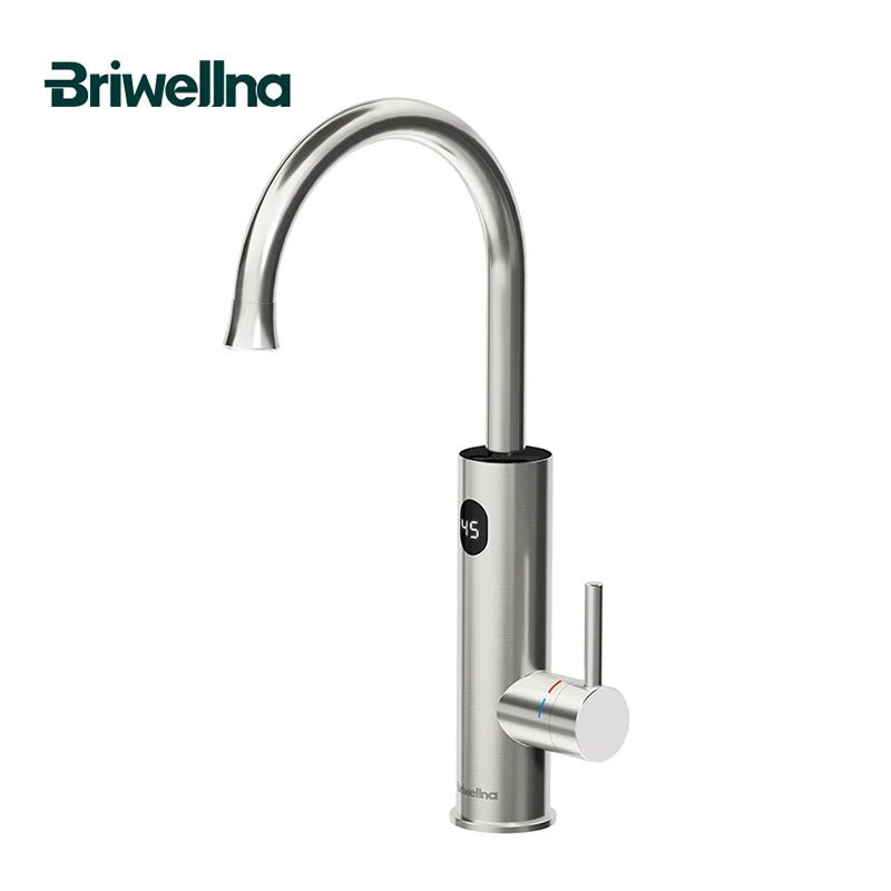 Briwellna Instant Hot Water Heating Faucet 220V Electric Faucet With Universal Adapter Nozzle Stainless Steel Heating Faucet
