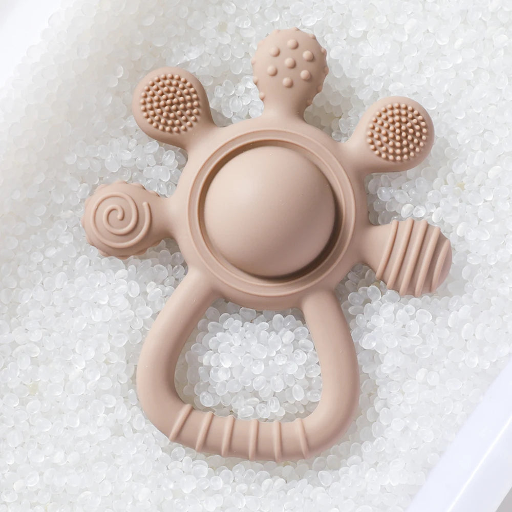 Baby BPA Free Silicone Teether Toy Rattle Silicone Teething for Teeth Newborn Accessories Food Grade Infant Soothing Nusing Toys
