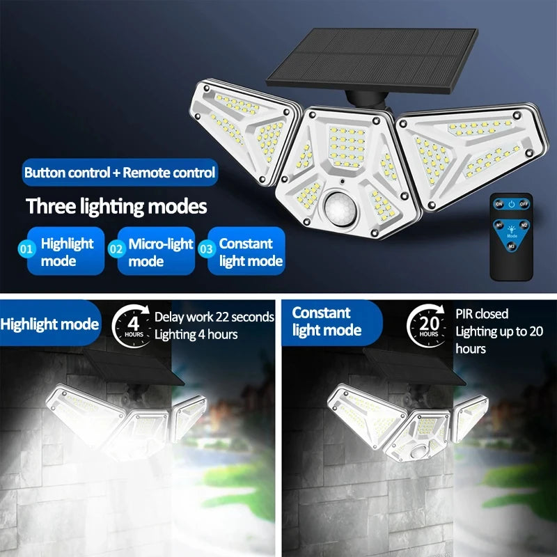 1/2Pcs Solar Outdoor Lights, 113 LED Security Lights With Remote Control, 270 Degree Angle Adjusted, Outdoor IP65 Waterproof, 3 Lighting Modes, 1.5W Solar Panel, PIR Human Detect, Garden Yard Solar Wall Lights